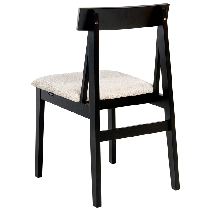 Beliani - ISLE - Eetkamerstoel set van 2 - Zwart|Beige - Rubberhout