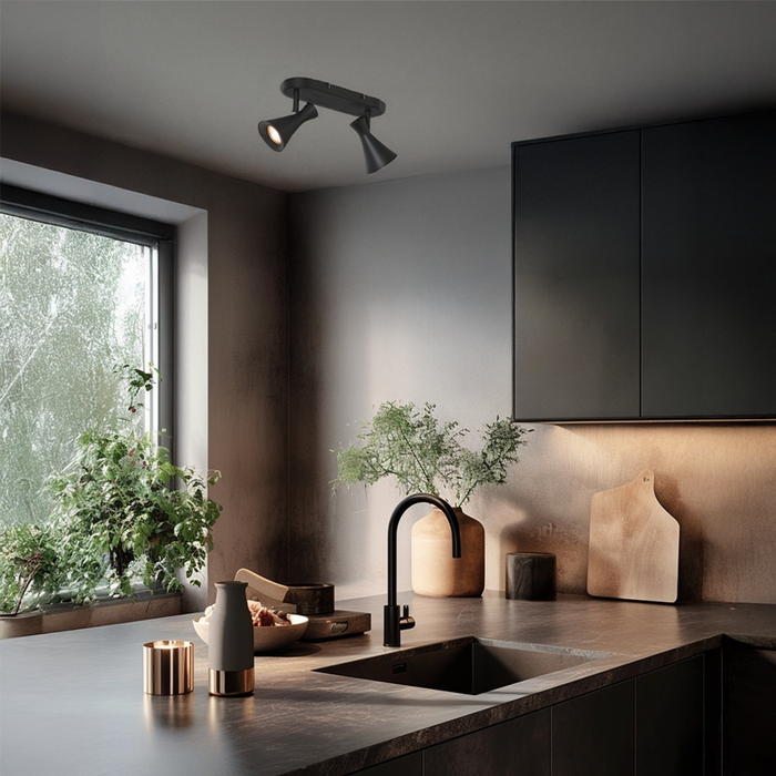 QAZQA Moderne plafondspot zwart 2-lichts draai- en kantelbaar -