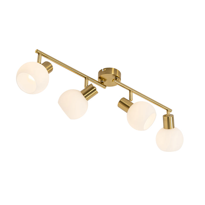QAZQA Smart plafondspot goud met opaal glas 4-lichts verstelbaar