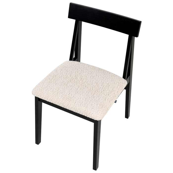 Beliani - ISLE - Eetkamerstoel set van 2 - Zwart|Beige - Rubberhout