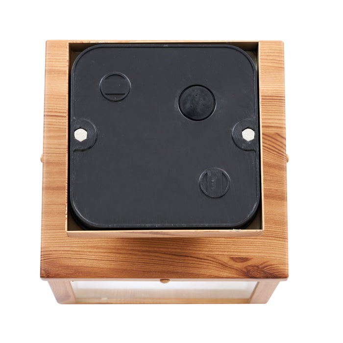 QAZQA Industriële buitenplafondlamp hout met helder glas - Rotterdam