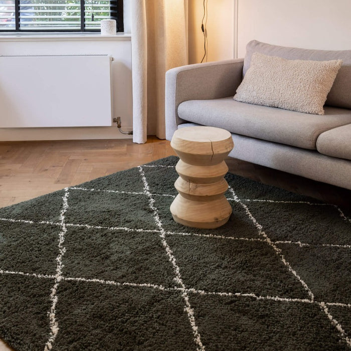 Interieur05 Vloerkleed Berber Kriskros Groen|Wit 200x290cm