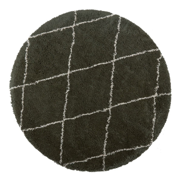 Interieur05 Vloerkleed Berber Kriskros Groen|Wit Rond 200cm