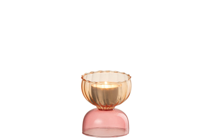 J-Line windlicht Halve Ballen - glas - lichtoranje|roze - 3