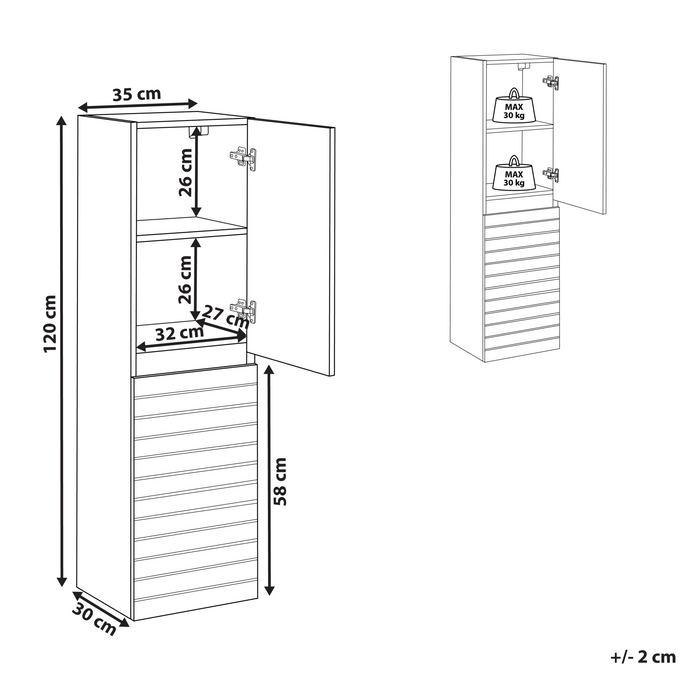 Beliani - URUCU - Wandgemonteerde badkamerkast - Lichtbruin - MDF