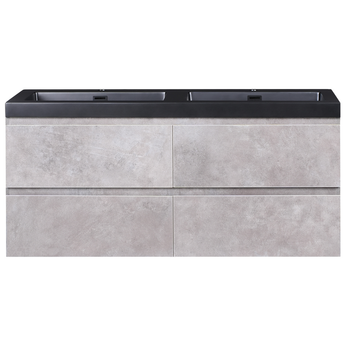 Beliani - CARDIEL - Wandgemonteerde dubbele wastafelkast - Grijs - MDF