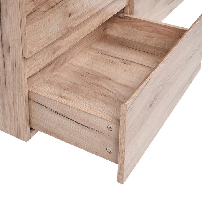 Beliani-RANCO-Wandgemonteerde dubbele wastafelkast-Lichtbruin-MDF