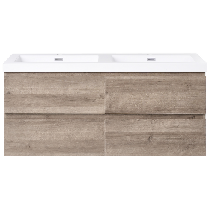 Beliani - VIEDMA - Wandgemonteerde dubbele wastafelkast - Taupe - MDF