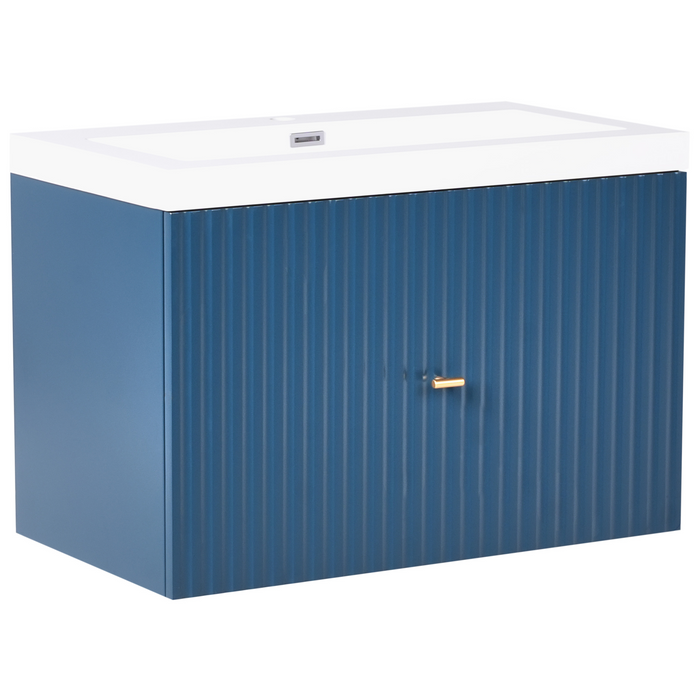 Beliani - LAGO - Wandgemonteerde wastafelkast - Donkerblauw - MDF