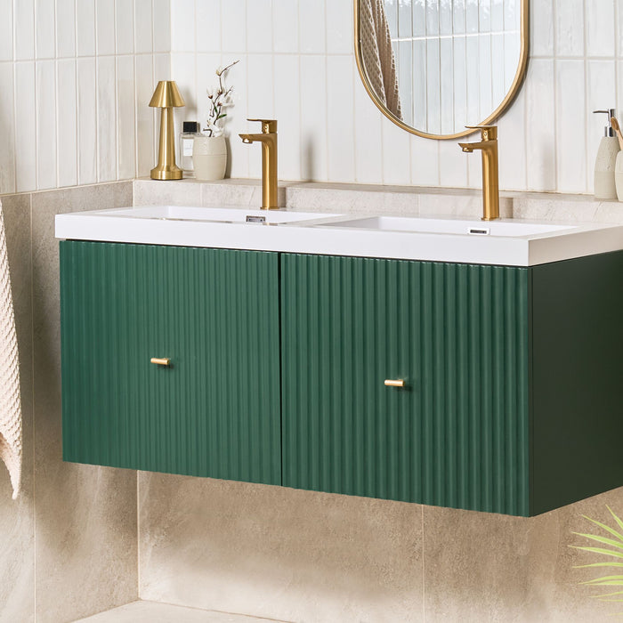 Beliani-LAGO-Wandgemonteerde dubbele wastafelkast-Smaragdgroen-MDF