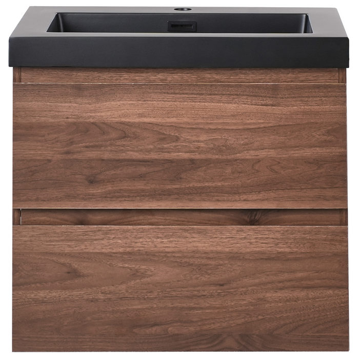 Beliani - CARDIEL - Wandgemonteerde wastafelkast - Donkerbruin - MDF