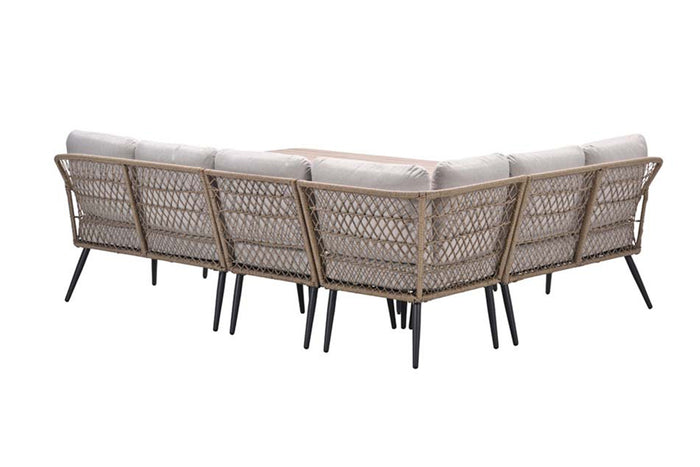 GI Allasio lounge-dining hoekset (5-delig) - Carbon black|Zand