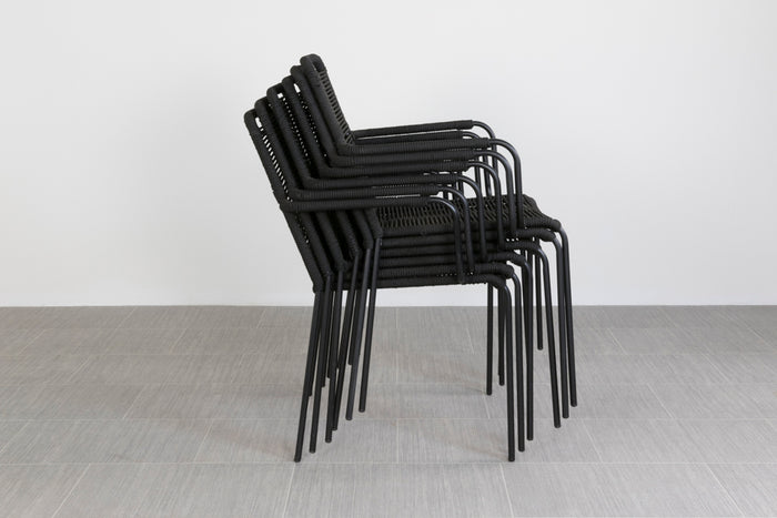 VDG Denver Rope stapelbare tuinstoel - Zwart