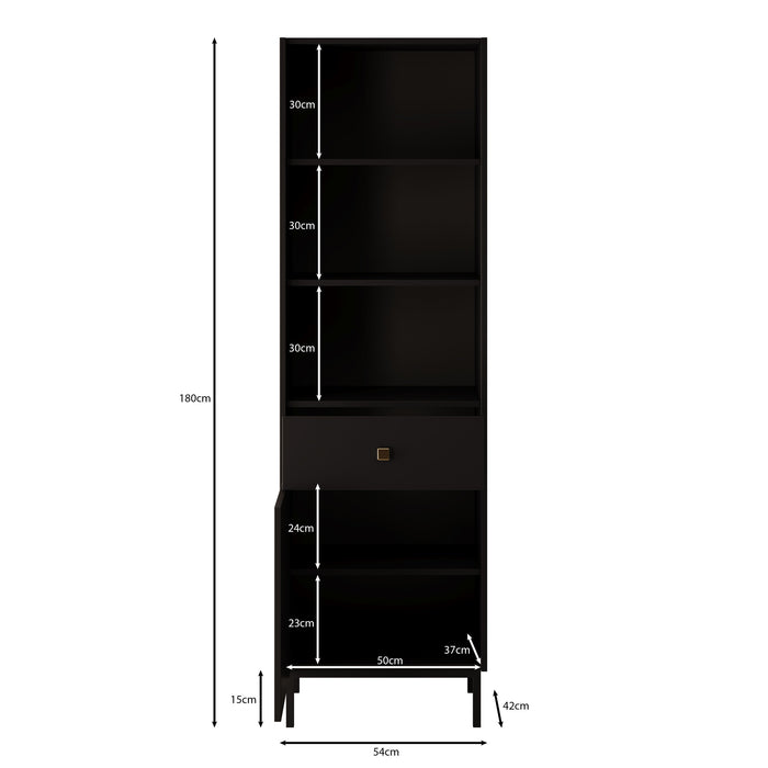 Meubella - Boekenkast Norment - Zwart - 54 cm