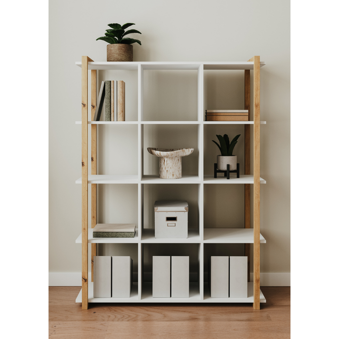 Calicosy - Boekenkast 12 vakken DENVER - H145 cm - Industriële stijl