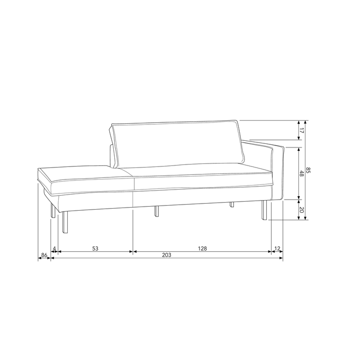 WOOOD Rodeo Daybed Rechts - Velvet - Green Forest - 85x203x86