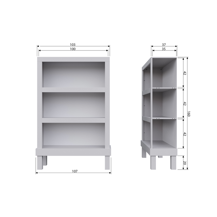 WOOOD Bonk Open Kast - Grenen - Mist - 160x103x37