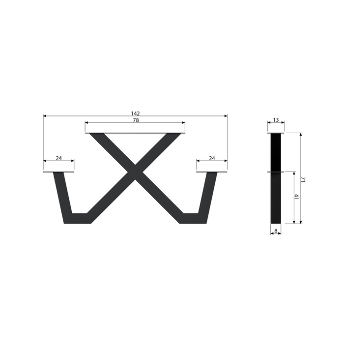 WOOOD X-Poot Picknick Buiten Tablo - Metaal - Zwart - 70x142x13