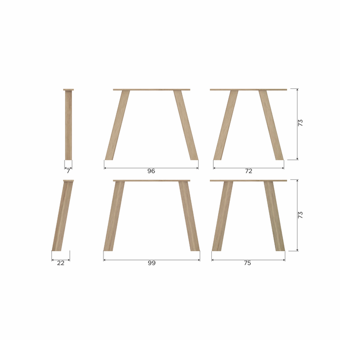 WOOOD Haarlem 4-standen poot - Eiken - Lichtgrijs - Set van 2