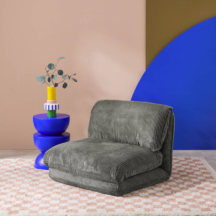 sweeek - Slaapfauteuil omvormbaar ribfluweel dikke rib 1 persoons Cosy