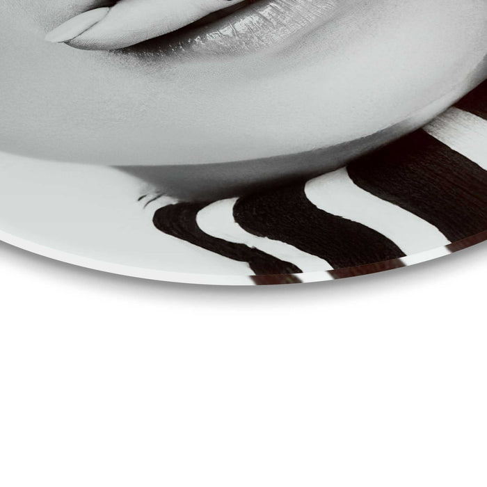 Reinders - Shhh.. - Glasschilderij Ø 50 cm - Zwart-Wit