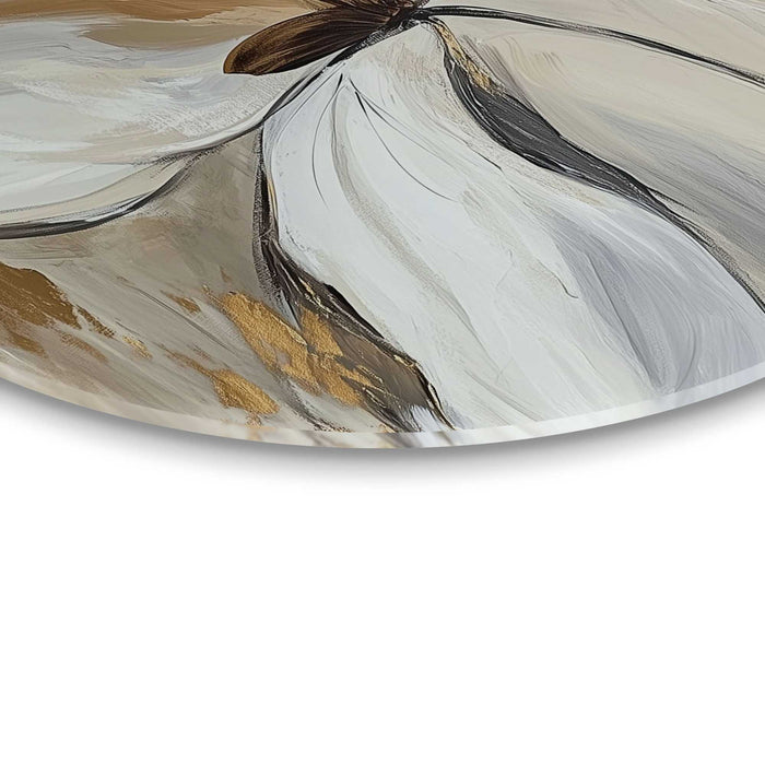 Reinders - Klassieke bloem - Glasschilderij Ø 50 cm - Beige