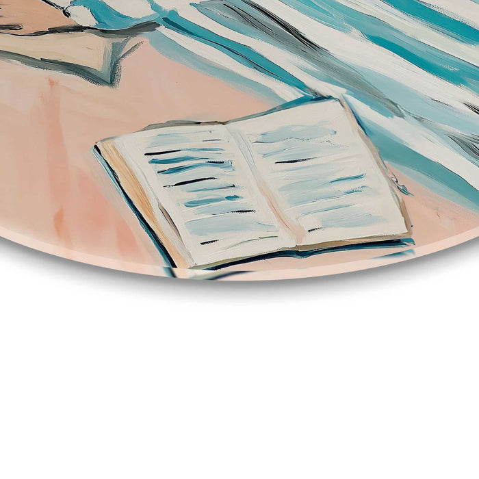 Reinders - Lees & Ontspan - Glasschilderij Ø 50 cm - Blauw