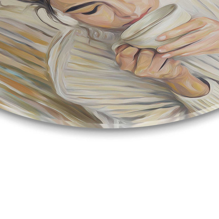 Reinders - Koffiepauze - Glasschilderij Ø 50 cm - Beige