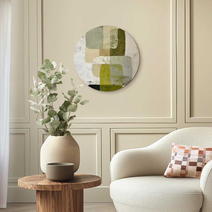 Reinders - Groentinten - Glasschilderij Ø 50 cm - Groen