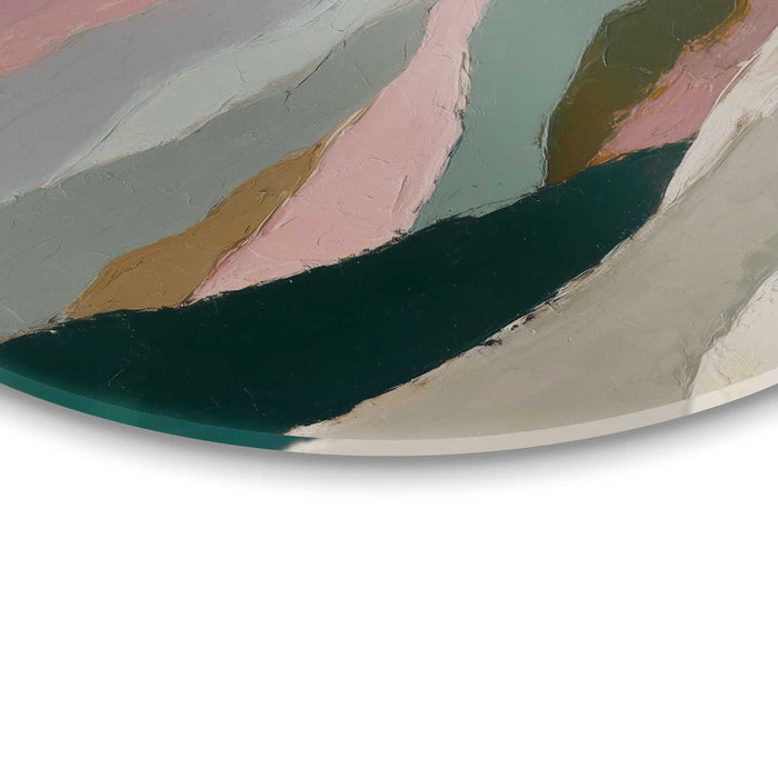 Reinders - Bergen in roze wolken I - Glasschilderij Ø 50 cm - Roze