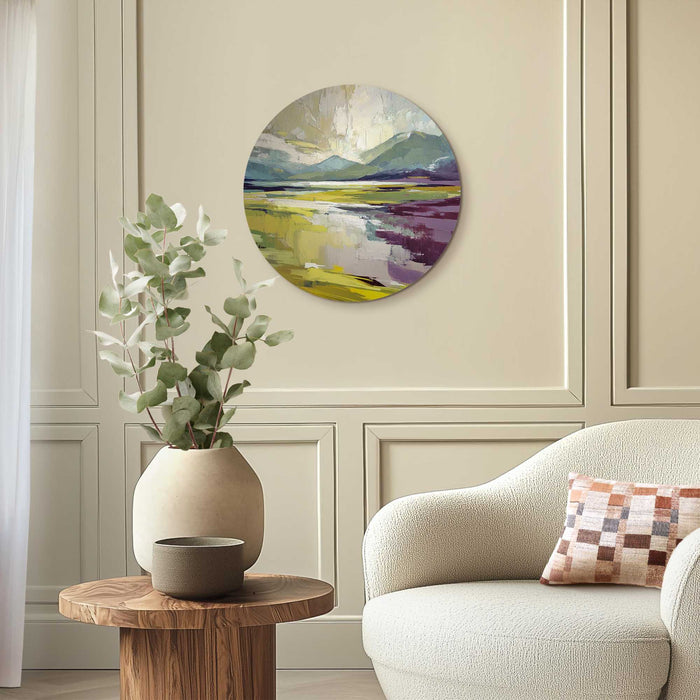 Reinders - Geschilderd landschap - Glasschilderij Ø 50 cm - Groen