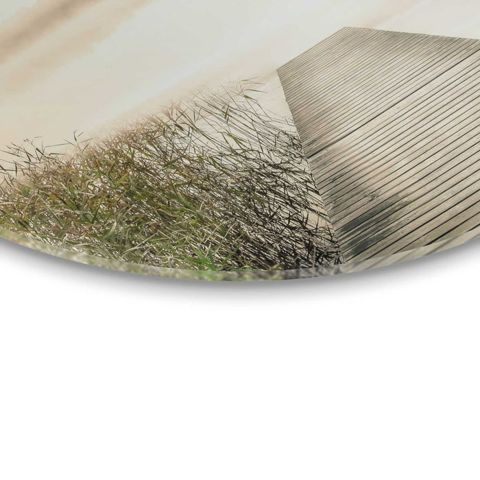 Reinders - Ochtendzon bij de pier - Glasschilderij Ø 50 cm - Groen