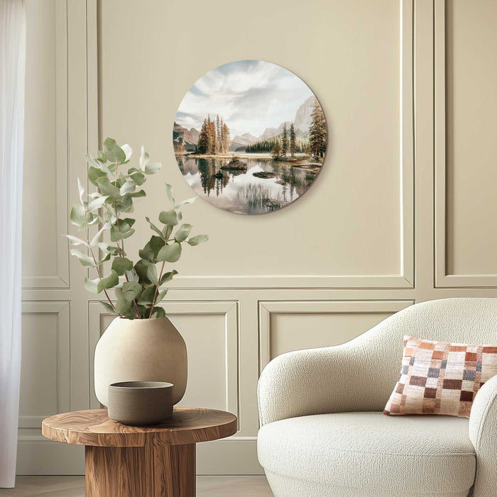 Reinders - Landschap in de bergen - Glasschilderij Ø 50 cm - Groen