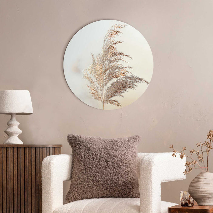 Reinders - Pluim in de wind - Glasschilderij Ø 50 cm - Beige