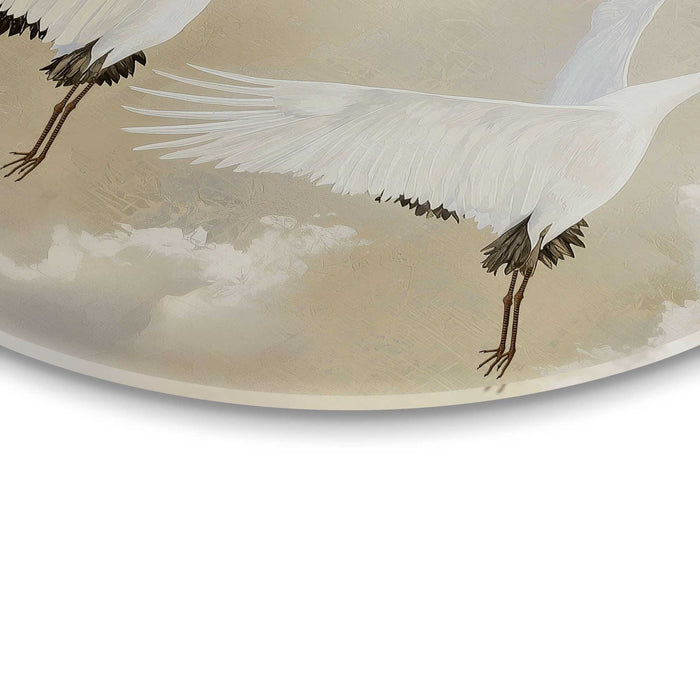 Reinders - Kraanvogels onder de maan - Glasschilderij Ø 50 cm - Beige