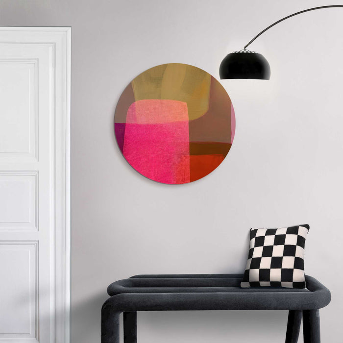 Reinders - Roze tinten I - Glasschilderij Ø 50 cm - Roze