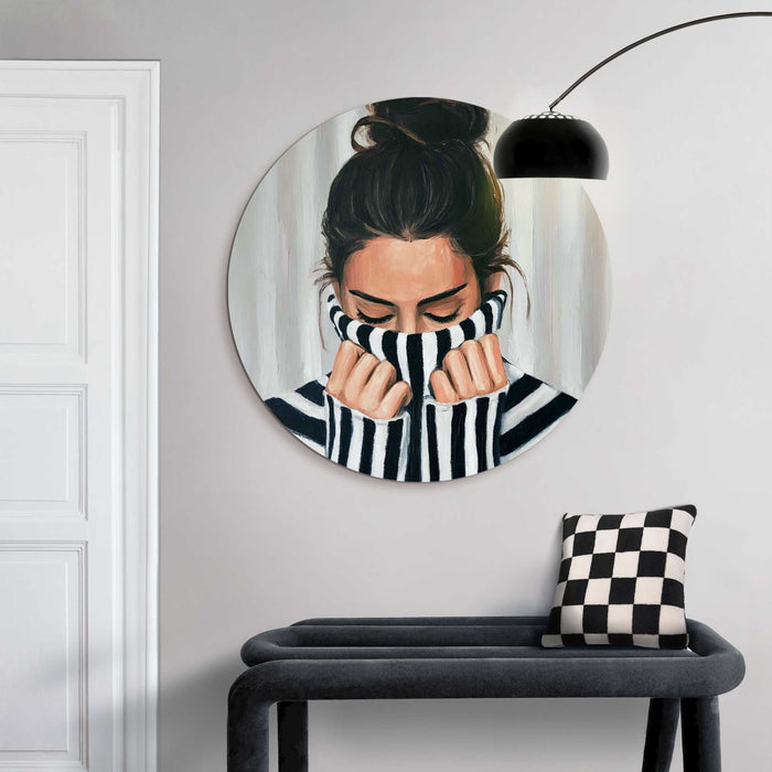 Reinders - Rustige sfeer - Glasschilderij Ø 70 cm - Zwart-Wit