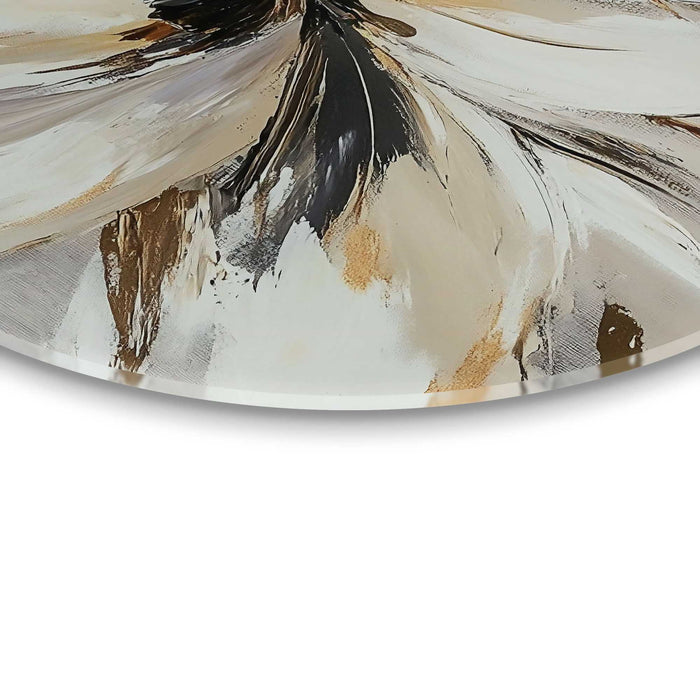 Reinders - Stijlvolle bloem - Glasschilderij Ø 70 cm - Beige