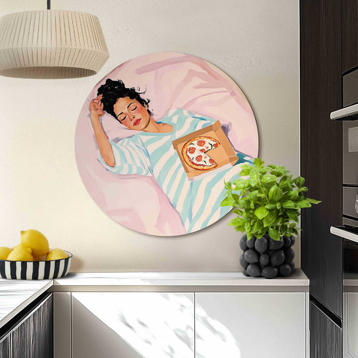 Reinders - After dinner dip - Glasschilderij Ø 70 cm - Roze