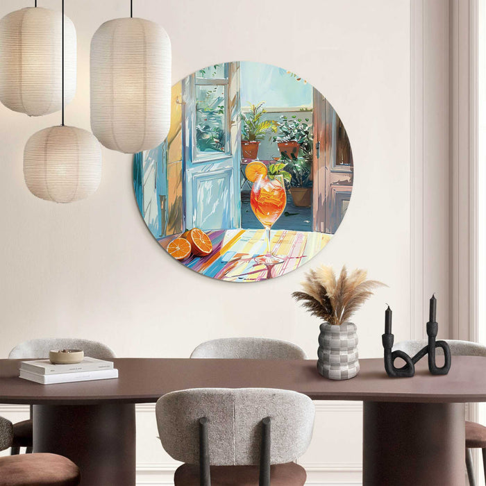 Reinders - Aperol in de zon - Glasschilderij Ø 70 cm - Bont