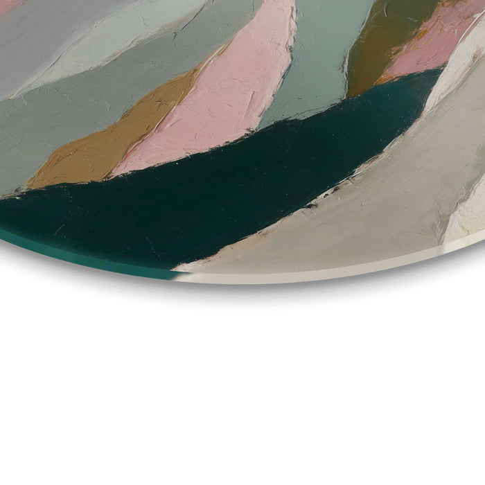 Reinders - Bergen in roze wolken I - Glasschilderij Ø 70 cm - Roze