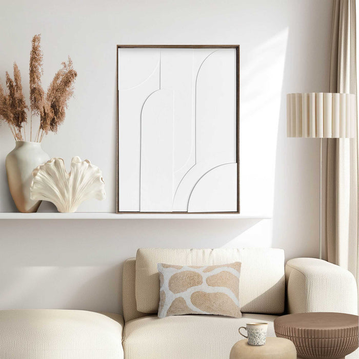 Reinders - Layered Geometrics Relief Art Schilderij - 70 x 50 cm - Wit