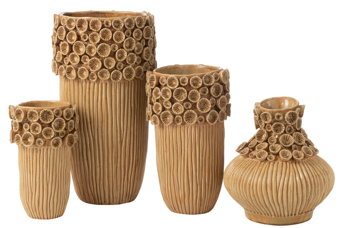 J-Line vaas Koraal Hoog - keramiek - geel - large - 56.5 cm hoog