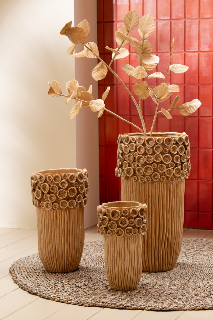 J-Line vaas Koraal Hoog - keramiek - geel - large - 56.5 cm hoog