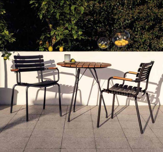 ReClips tuinstoel met bamboe armleuningen zwart