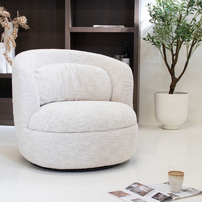 DÉJA Living - Draaifauteuil Beige Stof - Zithoogte 40cm - Lilou