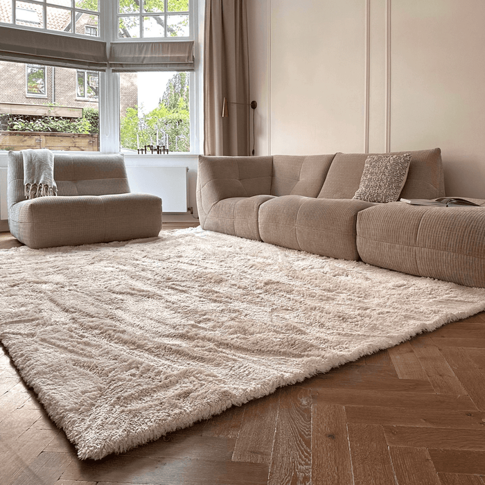 Hoogpolig vloerkleed Odelia beige|wit - Interieur05 - 290 x 200 cm