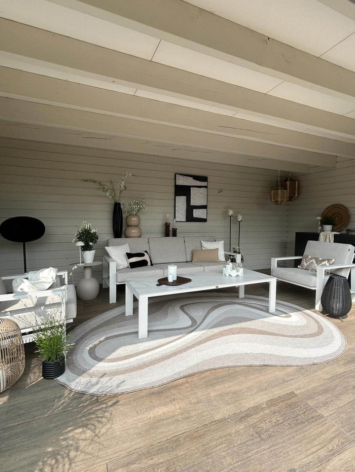 Interieur05 Organisch gevormd buitenkleed Loop Stone Linnen