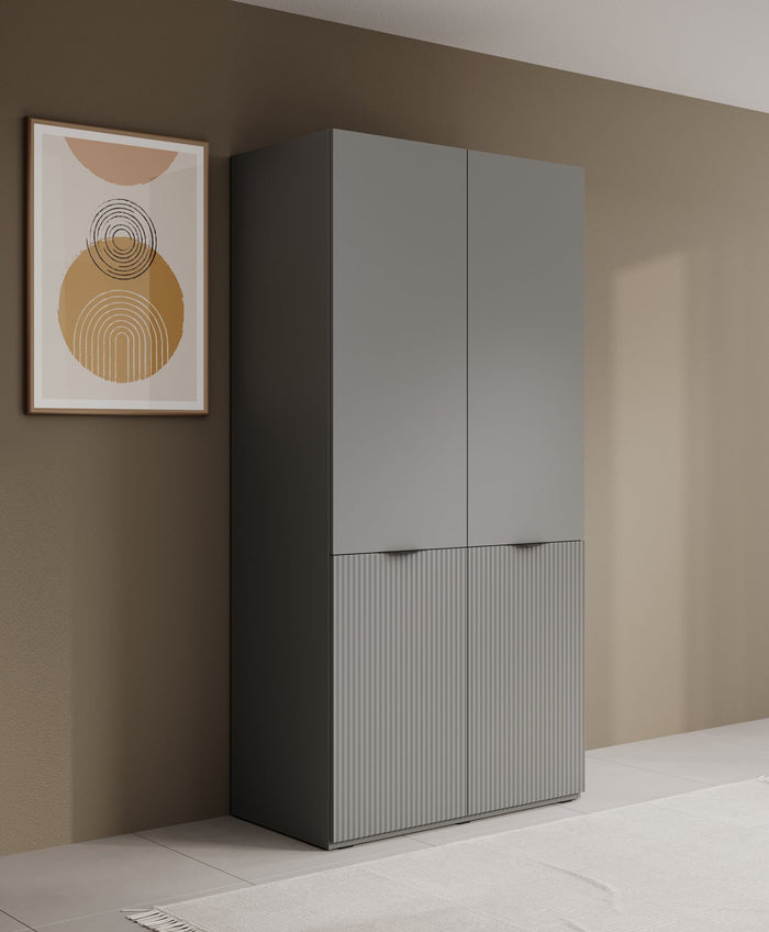 Meubella - Kledingkast Shelton - Grijs - 101 cm