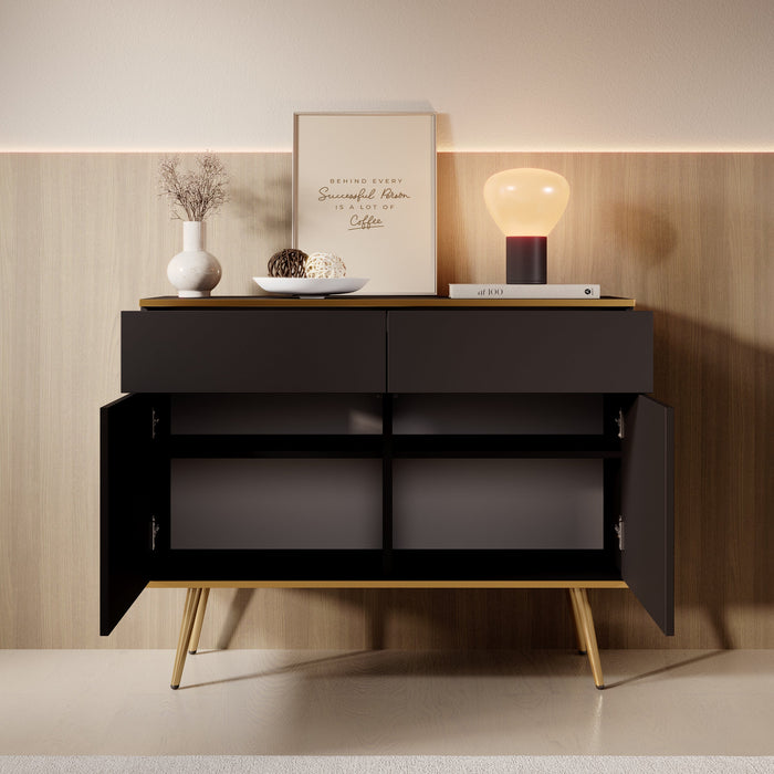 Meubella - Dressoir Orleans - Zwart - 107 cm